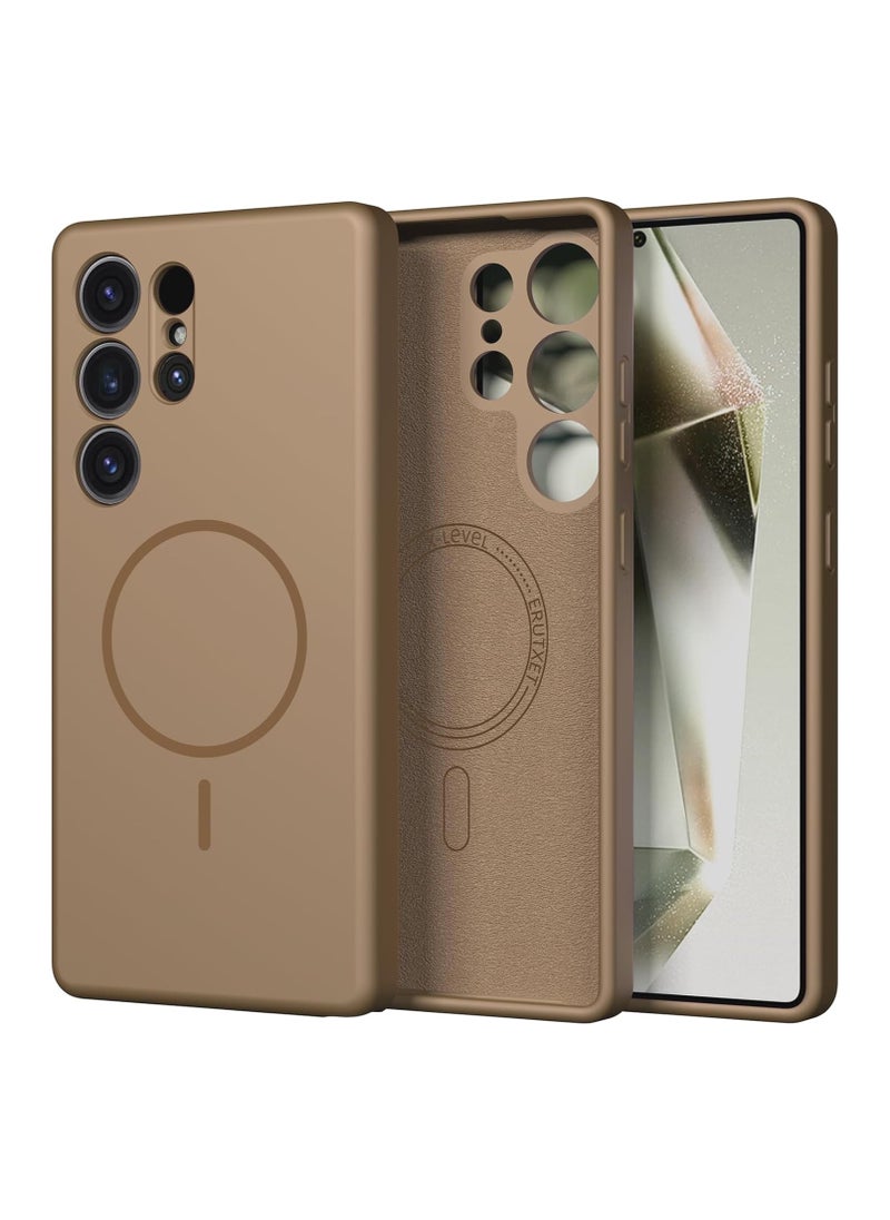 X-level Magnetic Silicone Case for Samsung Galaxy S25 Ultra (2025) – MagSafe Compatible, Slim & Shockproof Design, Lens Protection, Durable Soft-Touch Finish – Desert Gold  - Image 1