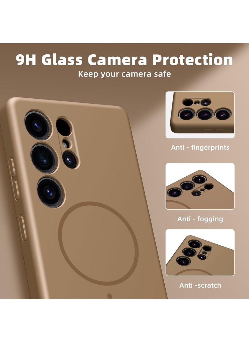 X-level Magnetic Silicone Case for Samsung Galaxy S25 Ultra (2025) – MagSafe Compatible, Slim & Shockproof Design, Lens Protection, Durable Soft-Touch Finish – Desert Gold  - Image 4