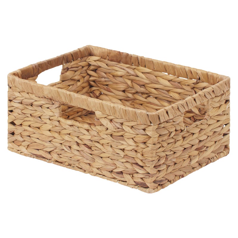 StorageWorks Large Rectangular Wicker Basket, Water Hyacinth Storage Basket with Built-in Handles, 1 Pack - Image 1