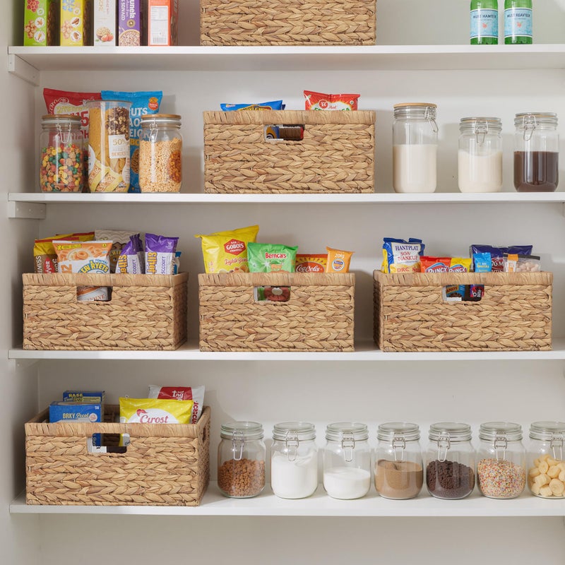 StorageWorks Large Rectangular Wicker Basket, Water Hyacinth Storage Basket with Built-in Handles, 1 Pack - Image 4