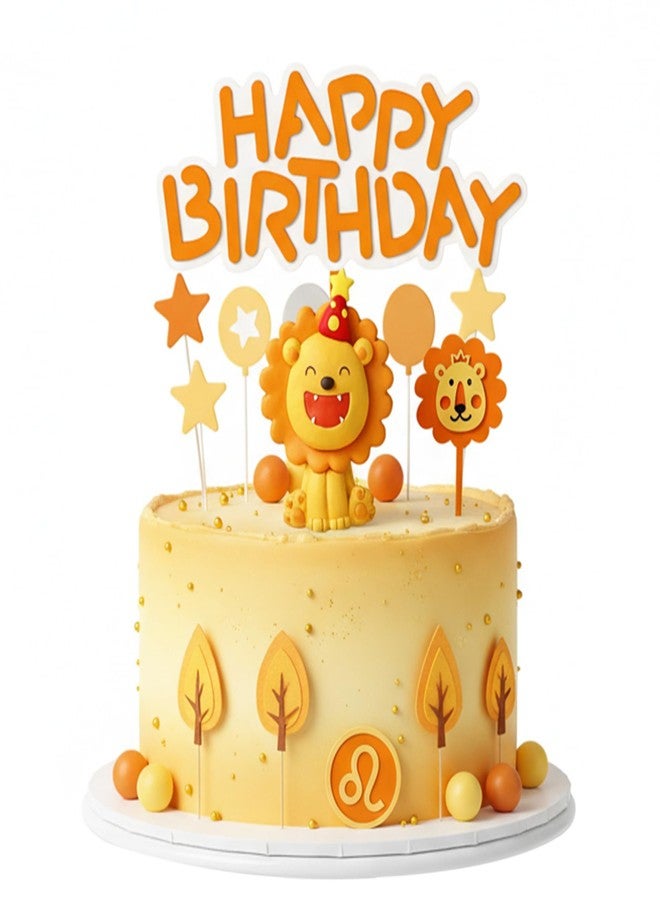 Knana 28Pcs Lion Cake Topper Lion Cake Decorations Safari Animal Cake Decorations Animal Themed Birthday Party Supplies - Image 1