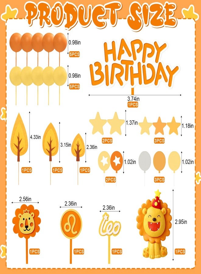 Knana 28Pcs Lion Cake Topper Lion Cake Decorations Safari Animal Cake Decorations Animal Themed Birthday Party Supplies - Image 2