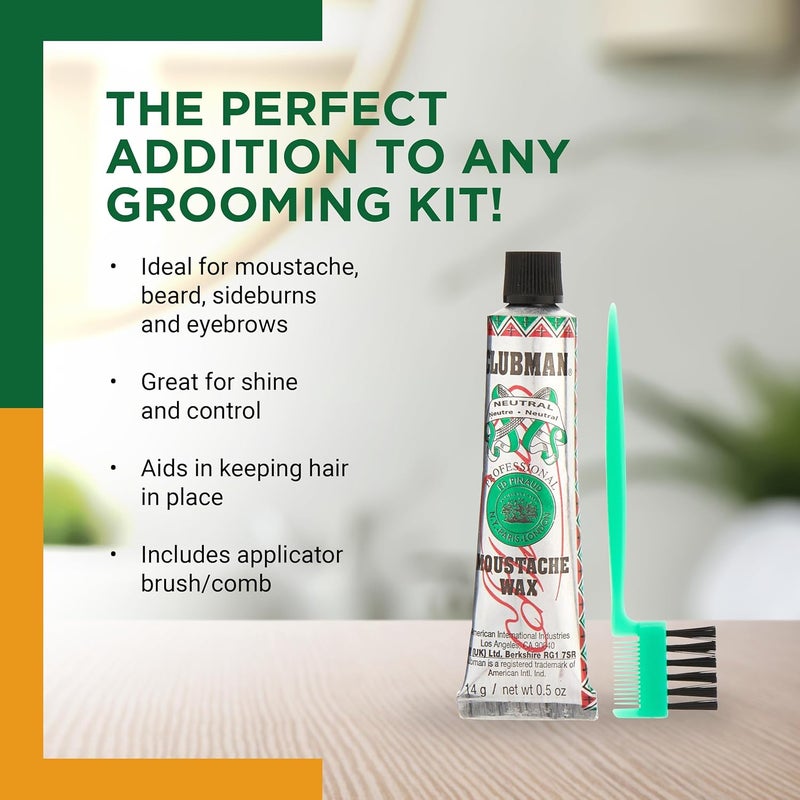 Clubman Moustache Wax with Brush/Comb - Chestnut Light Brown - 0.50 oz - Image 3