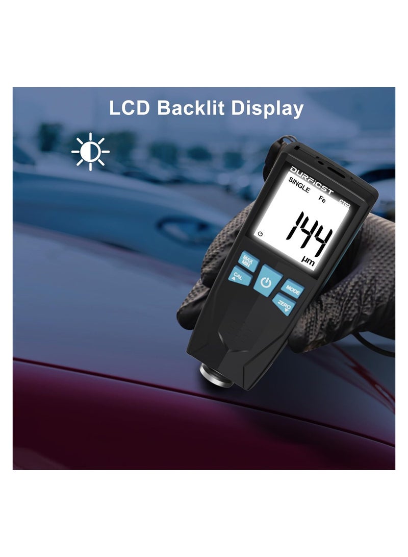 Luckam Paint Thickness Gauge, Fe & NFe Probe Coating Thickness Gauge Meter, Coating Thickness Gauge for Cars, 0-1500um High Accuracy Digital Coating Thickness Gauge, for Used Car Buyer Check - Image 5