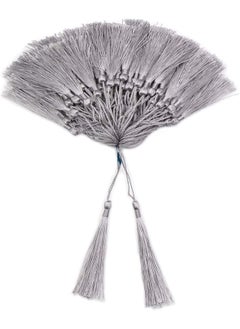Generic 100 Pieces Silver Tassels 13cm/5-Inch Silky Handmade Soft Tassels Floss Bookmark Tassels with 2-Inch Cord Loop for Jewelry Making, DIY Projects, Bookmarks  - Image 1