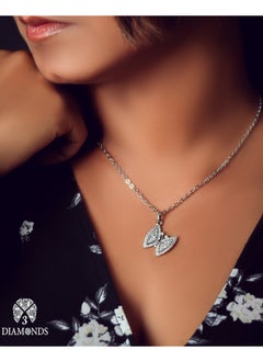 3Diamonds 3Diamonds Platinum-Plated Butterfly Necklace – Delicate Sparkling Pendant for Women 
