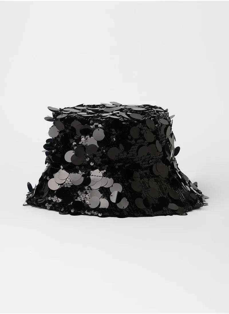 Haute Sauce Maxi Sequin Bucket Hat - Onyx Black