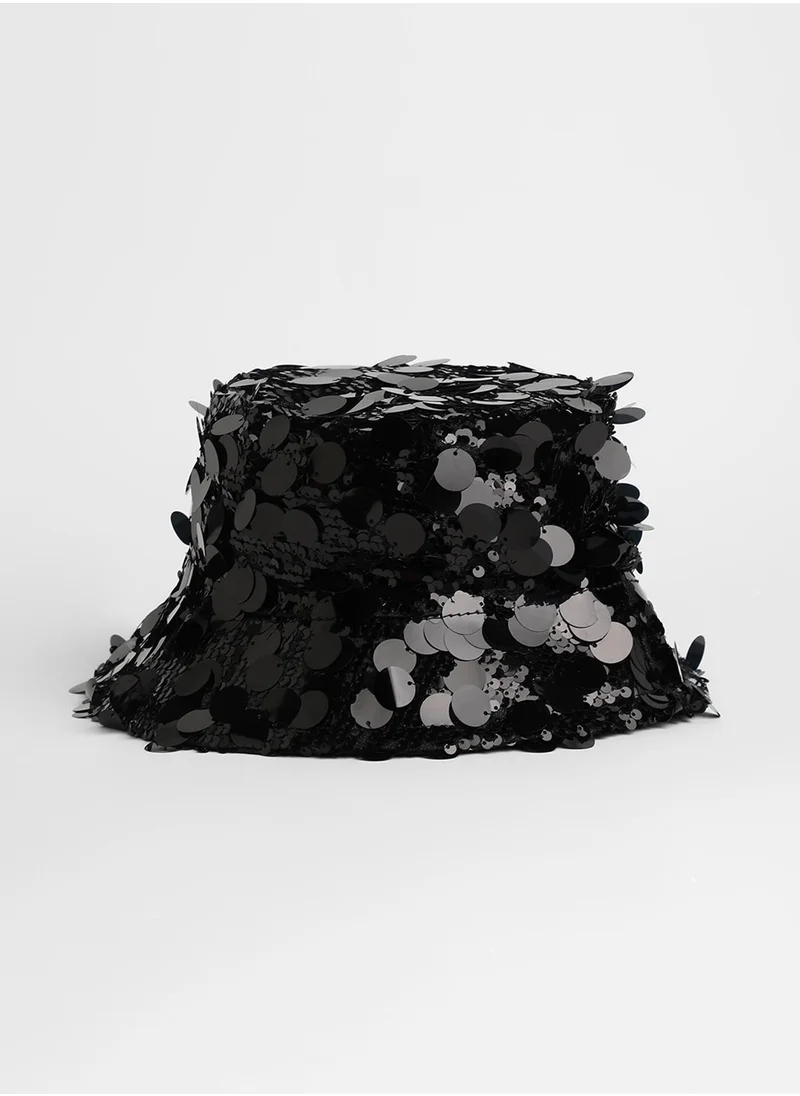 Haute Sauce Maxi Sequin Bucket Hat - Onyx Black