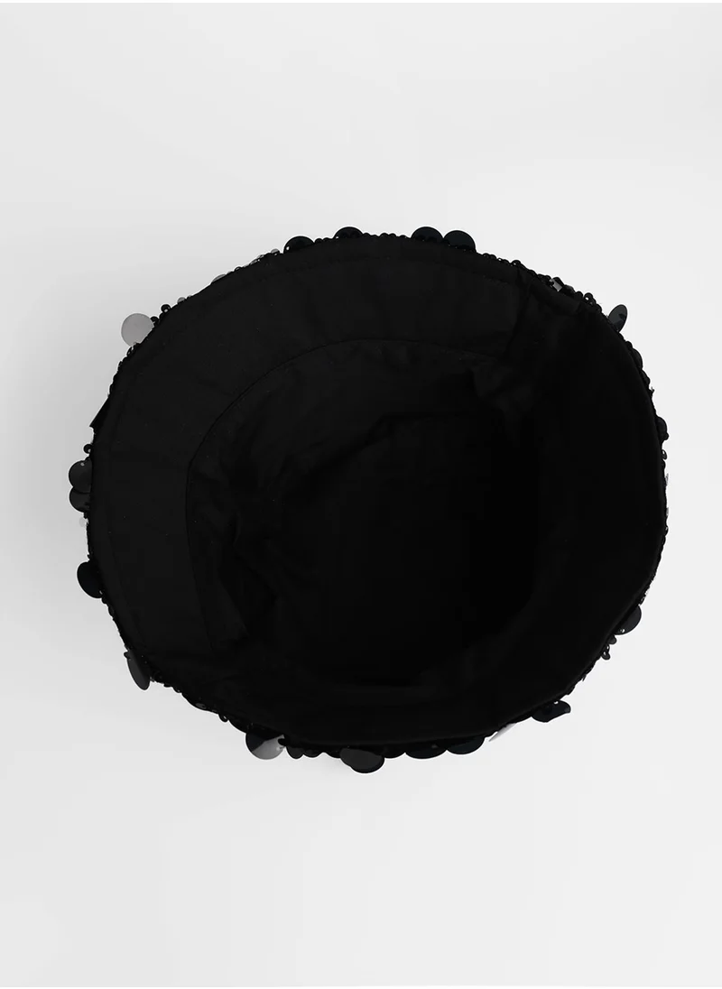Haute Sauce Maxi Sequin Bucket Hat - Onyx Black