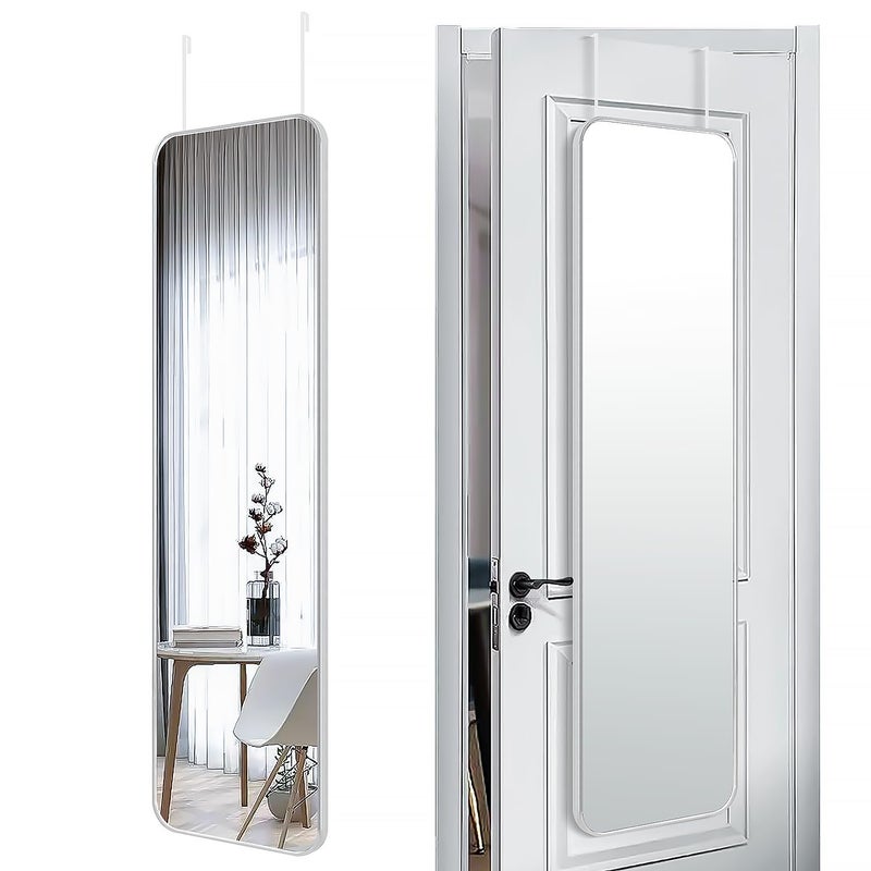 SCWF-GZ 47x14 Mirror Rectangle Full Body Length Door Hanging Wall Mounted Aluminum Alloy Metal Frame Dressing Make-up Mirrors for Entryway Bedroom Bathroom Living Room 47 14 inch Silver - Image 1