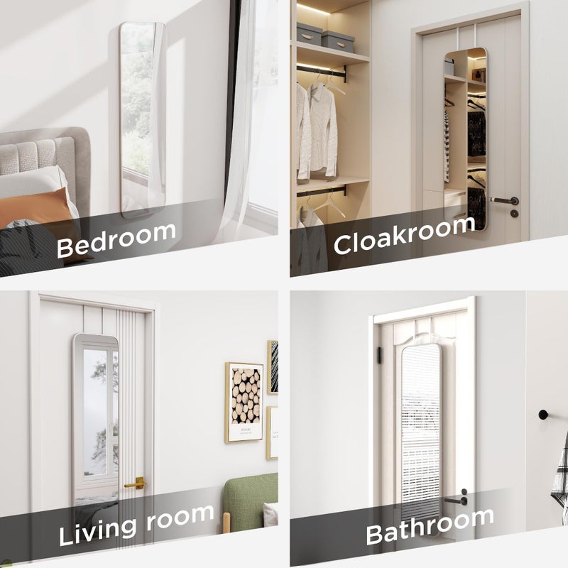 SCWF-GZ 47x14 Mirror Rectangle Full Body Length Door Hanging Wall Mounted Aluminum Alloy Metal Frame Dressing Make-up Mirrors for Entryway Bedroom Bathroom Living Room 47 14 inch Silver - Image 2