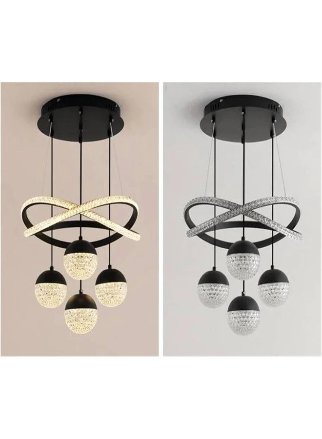 Black & Gold LED Pendant Light, Hanging Light for Living Room, Dining Room, and Kitchen, LED Ceiling Lights for Living Room, Kitchen Chandelier, Gold Chandelier, Ceiling Lamp Bedroom  - Image 2