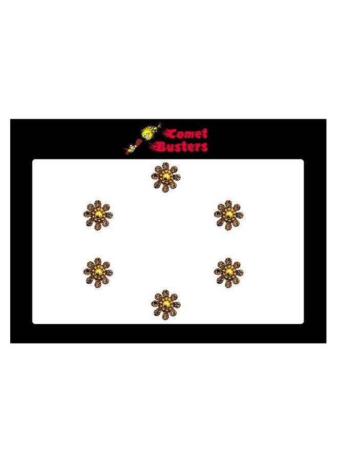 Comet Busters Beautiful Floral Golden Round Bindi With Stone Work (BV1670) - Image 5