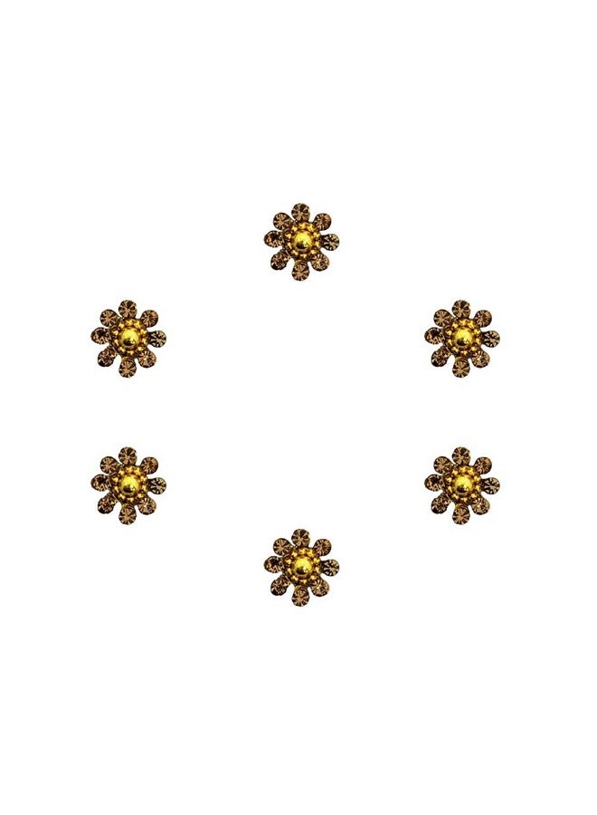 Comet Busters Beautiful Floral Golden Round Bindi With Stone Work (BV1670) - Image 1