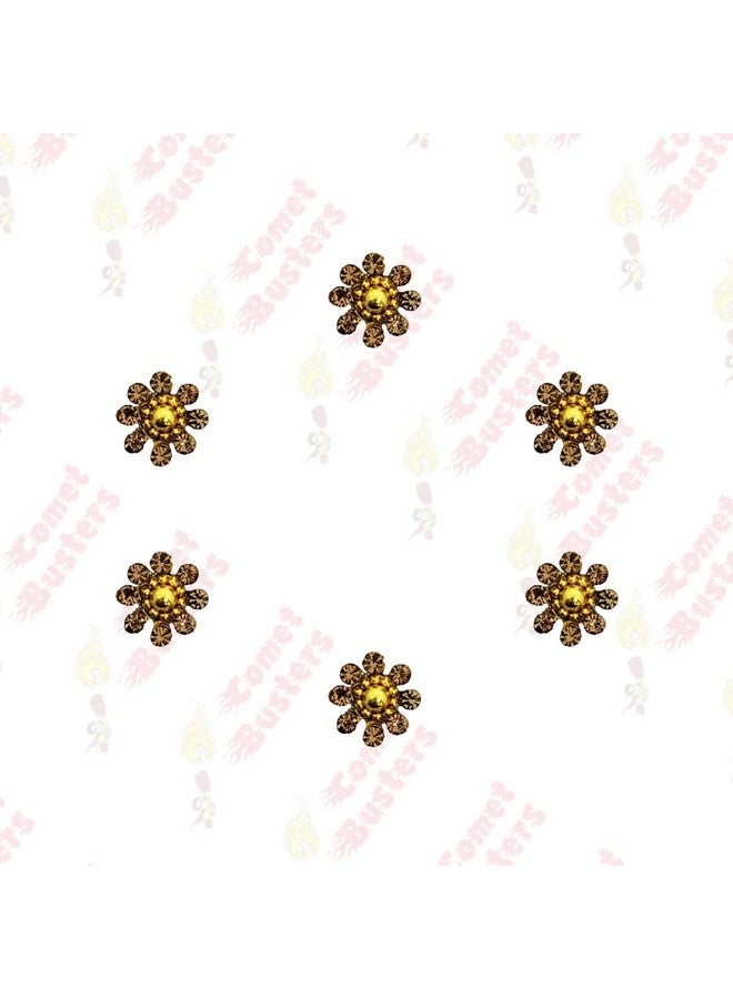 Comet Busters Beautiful Floral Golden Round Bindi With Stone Work (BV1670) - Image 3