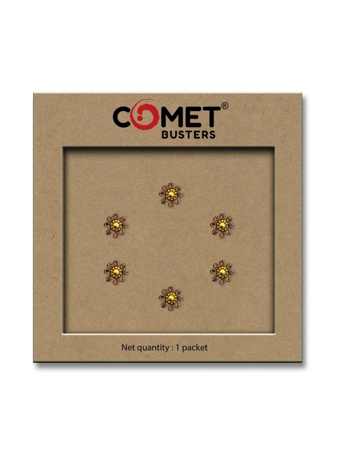 Comet Busters Beautiful Floral Golden Round Bindi With Stone Work (BV1670) - Image 2