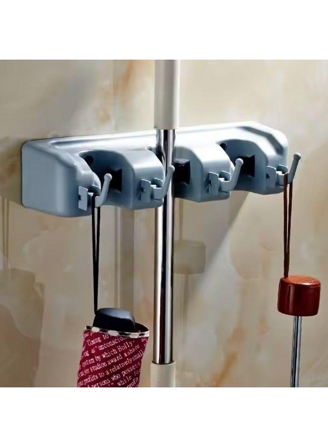 Hian Wall-Mounted Broom and Mop Holder, 3 Slots & 4 Hooks, Grey Polypropylene Organizer for Cleaning Tools, Space-Saving Storage Solution for Home, Kitchen, or Garage(3 Slots, 4 Hooks) - Image 4