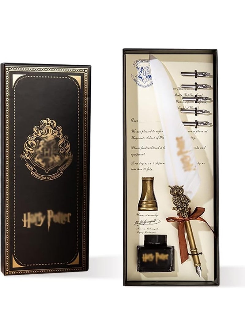 Hediyesahibi - Harry Potter Designed Feathered Dip Pen Set - Image 1