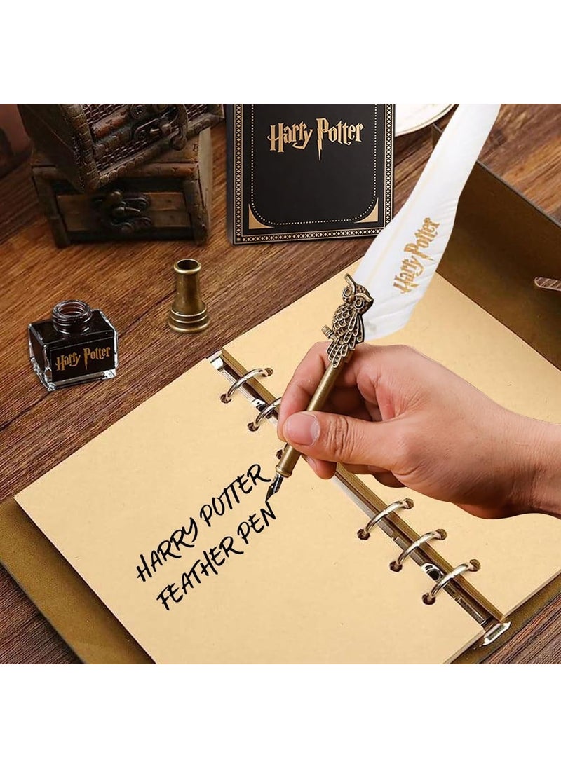 Hediyesahibi - Harry Potter Designed Feathered Dip Pen Set - Image 1