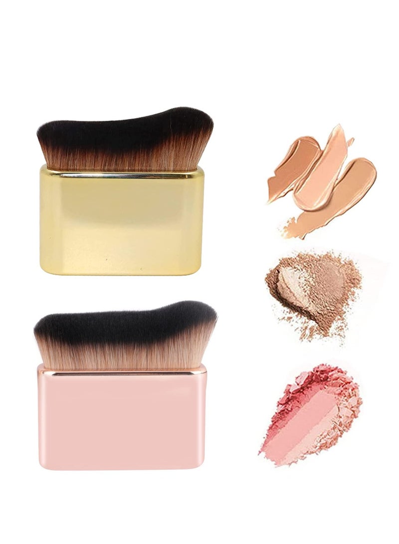 Excefore Foundation Makeup Brush,  Face Blush Brush, Handless Makeup Blender, Liquid Powder Foundation Brush, for Blending Liquid, Cream or Flawless Powder Cosmetics 2pcs - Image 1