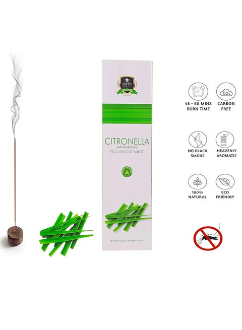 Mosquito Repellent Citronella Incense Sticks, Made with Natural Plant Based Ingredients, Citronella Oil, Lemongrass Oil, Rosemary Oil, Sticks 30 Pieces Per Box- DEET Free