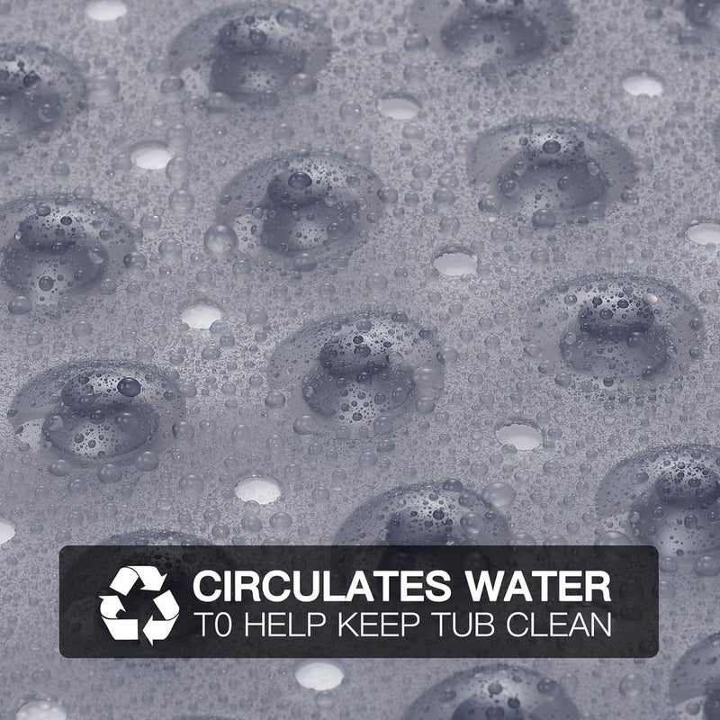 sulfar Non-Slip Bath Tub Shower Mat-40x16in Clear with Suction Cups and Drain Holes, Grey | Anti-Slip Surface for Safety | Durable, Easy to Clean PVC Material | Stylish Design for Modern Bathrooms - Image 3