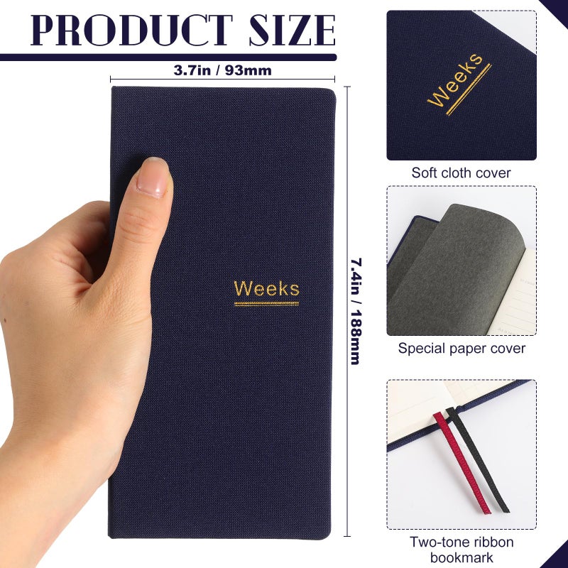 Fuyoooo 1 Pcs Weeks Planner Gift for Christmas, A6 / 3.9x7.4 inch Portable Planner Undated Pocket Size Calendar Year Month Week Mini Slim Notebook Journal Schedule for Traveler Office (Olive Green) - Image 2