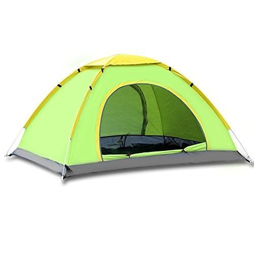IRIS 6 Person Portable Camping Tent – Large Outdoor Family Tent for Hiking, Travel & Picnic (Green & Yellow, 220 x 250 x 150 cm) - Image 1