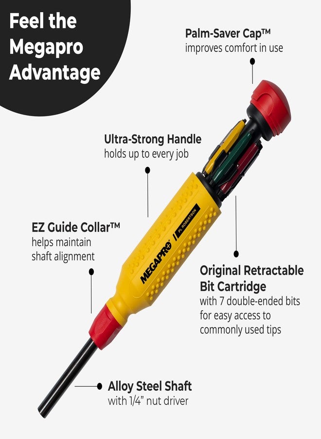 MEGAPRO 15-in-1 PL Robertson Multi-bit Screwdriver | Authentic Robertson Cling Fit Square Bits | Carpentry | Woodworking - Image 3