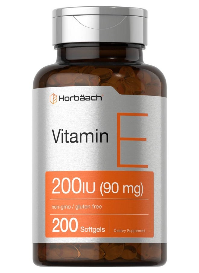 Horbaach Horbäach Vitamin E Softgel Capsules | 200 IU (90 mg) Supplement | 200 Count | Non-GMO and Gluten Free Formula  - Image 1