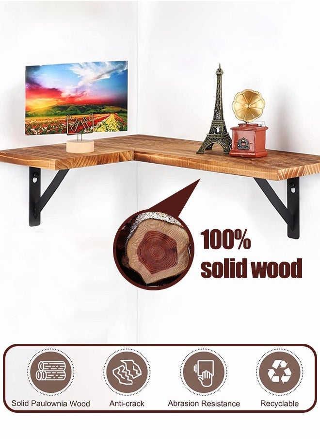 Corner Floating Shelves Wall Mounted Set of 3 Rustic Wood Wall Storage Shelves