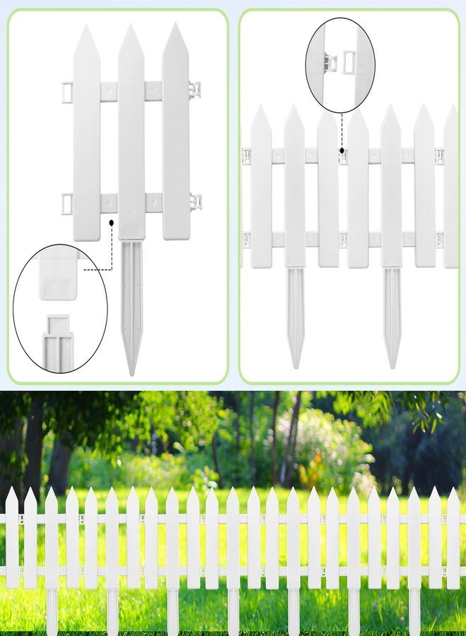 Anglechic 48 Pack White Garden Fence with 48 Fence Insert Lawn Picket Fence Garden Border Fence Decorative Plastic Fence Panels for Landscape Path Flowerbeds Plant Yard, 6.69'' L x 7.87'' H - Image 4