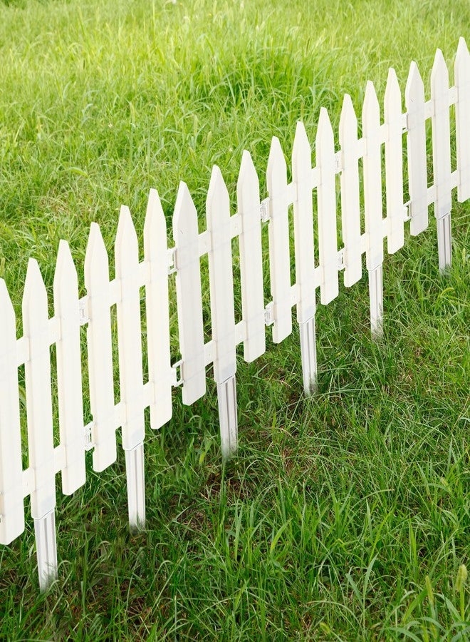 Anglechic 48 Pack White Garden Fence with 48 Fence Insert Lawn Picket Fence Garden Border Fence Decorative Plastic Fence Panels for Landscape Path Flowerbeds Plant Yard, 6.69'' L x 7.87'' H - Image 5