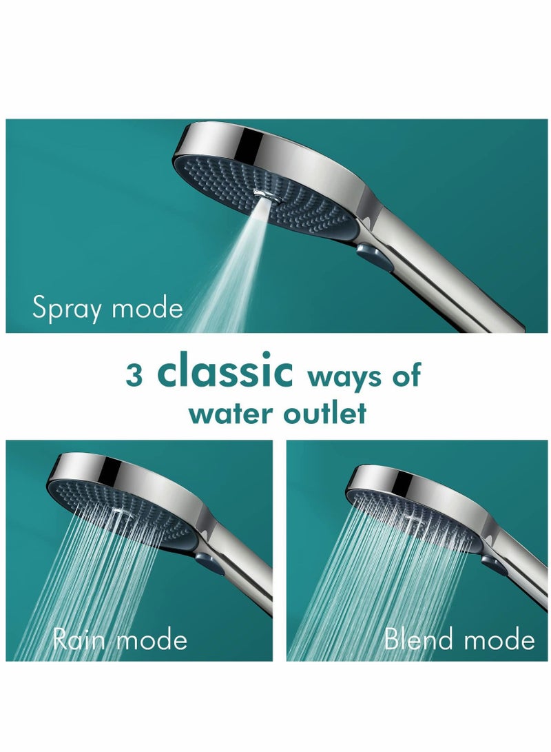 Shower Head - High-Pressure Heads, Powerful Head, Water Saving Head，3 Adjustable Spray Modes Easy Limescale Removal(Chrome) - Image 2