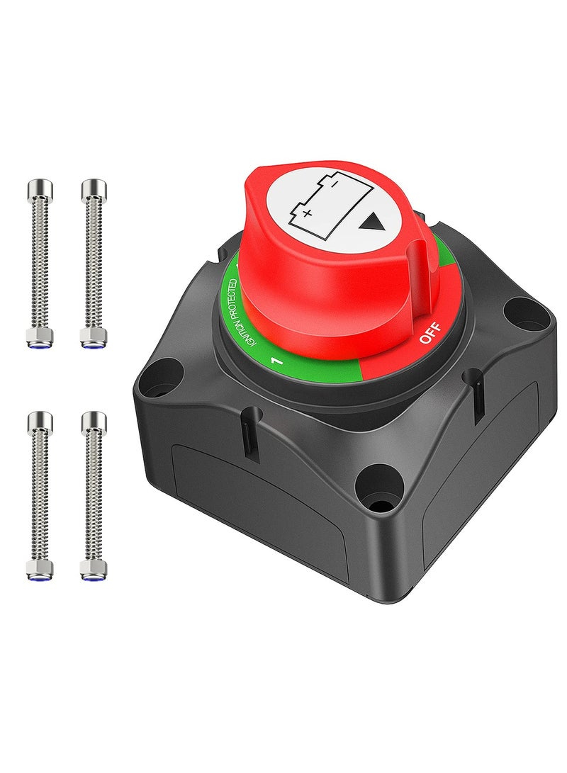 TLAXCA Battery Switch 12-48V Waterproof Heavy Duty Battery Power Cut Master Switch Disconnect Isolator for Car Vehicle RV and Marine Boat (On/Off)  - Image 1