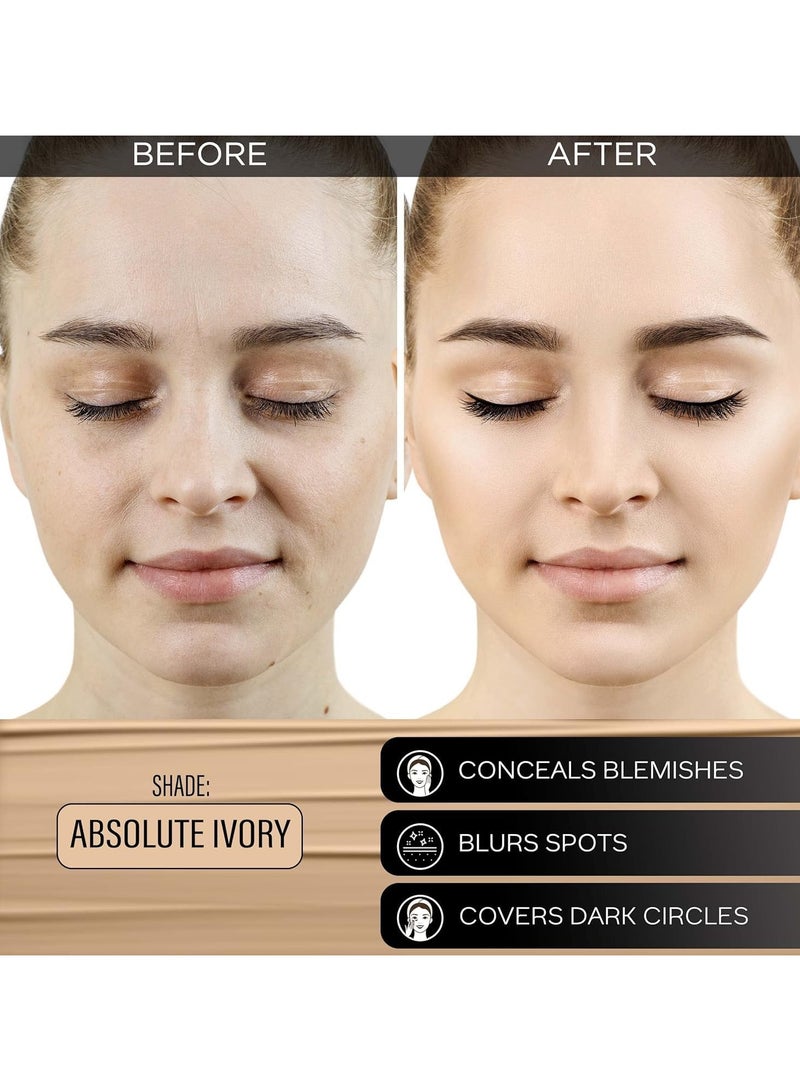 Facescanada All Day Hydra Matte Cream Foundation-Mini|3-In-1 Foundation+Moisturizer+Spf 30|24 Hr Aloe Hydration&Vitamin C|10Hr Long Wear|Medium To High Buildable Coverage|Absolute Ivory,18Ml - Image 2