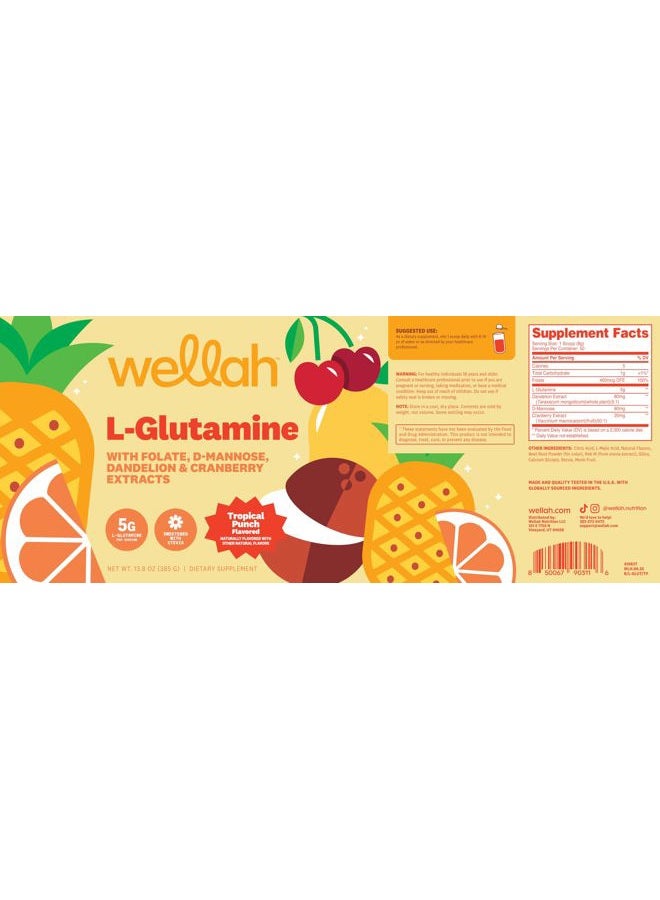 Wellah Tropical Punch L-Glutamine Powder (50 Servings) - 5g L-Glutamine Per Serving, Sweetened with Stevia - Image 5