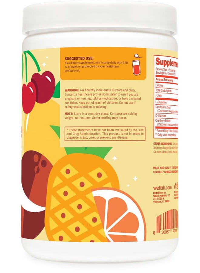 Wellah Tropical Punch L-Glutamine Powder (50 Servings) - 5g L-Glutamine Per Serving, Sweetened with Stevia - Image 3