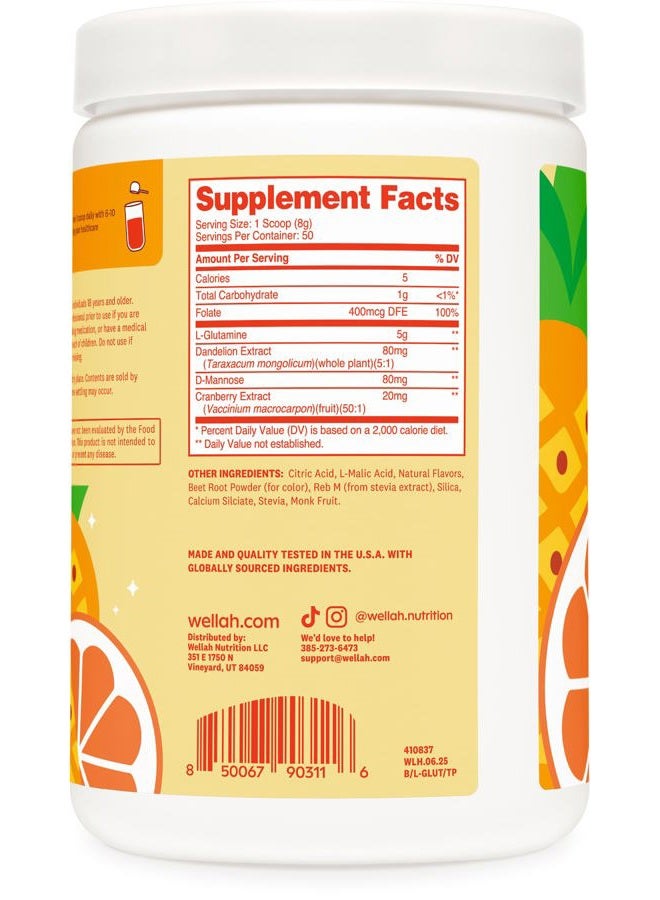 Wellah Tropical Punch L-Glutamine Powder (50 Servings) - 5g L-Glutamine Per Serving, Sweetened with Stevia - Image 4