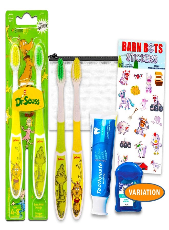 Dr. Seuss Oral Care Traveling Kit for Kids - Bundle with 2 Toothbrushes, Toothpaste, Floss, Travel Bag, More for Boys, Girls, Toddlers Toothbrush Set - Image 1