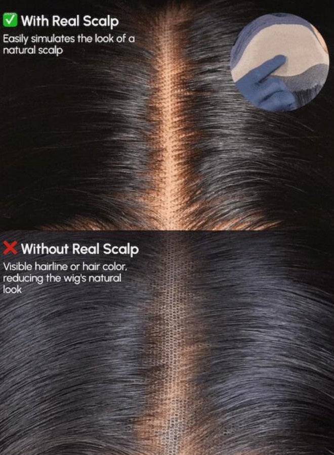 UNICE Real Scalp Glueless Wig Human Hair Pre Plucked Pre Cut 13x4 HD Lace Front Wigs Human Hair Loose Wave with Face Framing Curtain Bangs Bleached Knots Natural Hairline 150% Density 18 inch - Image 5