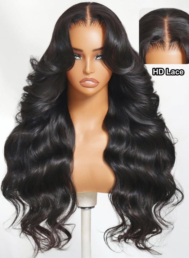 UNICE Real Scalp Glueless Wig Human Hair Pre Plucked Pre Cut 13x4 HD Lace Front Wigs Human Hair Loose Wave with Face Framing Curtain Bangs Bleached Knots Natural Hairline 150% Density 18 inch - Image 2