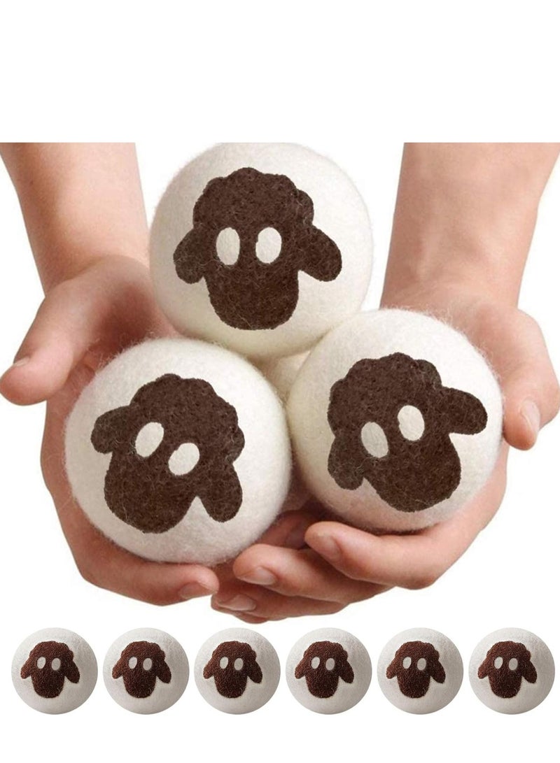 Tumble Dryer Balls, 6 Pack Wool Dryer Balls for Laundry, XL Size Reusable Laundry, Reduce Drying Time, Wrinkles and Static, Soften Fabric, Reduce Tangle and Make Clothes Fluffy, White for Tumble Dryer - Image 1