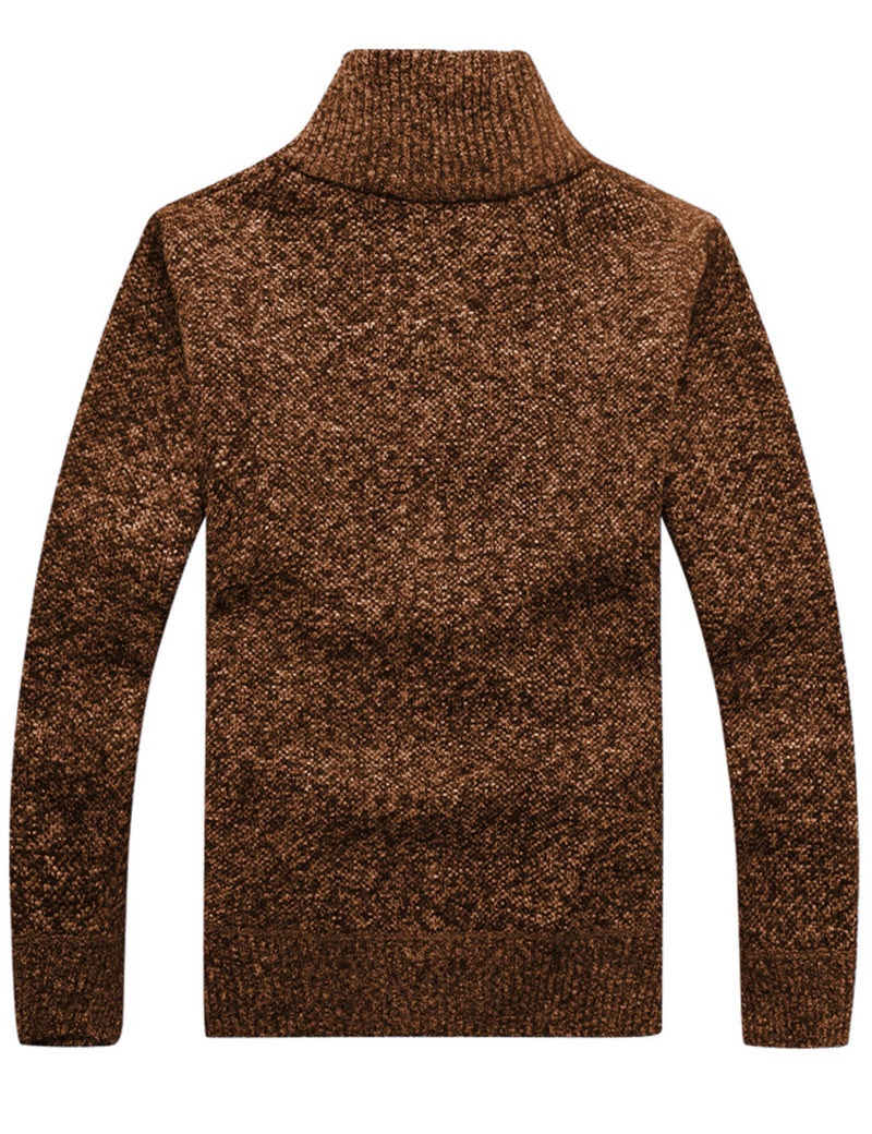 Yeokou Men's Casual Slim Full Zip Thick Knitted Cardigan Sweaters with Pockets(Brown-S) - Image 4