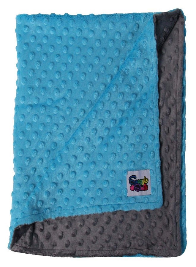 Snuggle Stuffs Reversible Unisex Children's Soft Baby Blanket Minky Dot (Turquoise/Grey) - Image 2