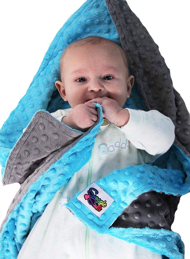 Snuggle Stuffs Reversible Unisex Children's Soft Baby Blanket Minky Dot (Turquoise/Grey) - Image 5