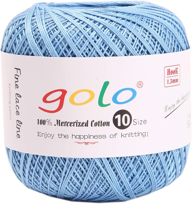 Golo Crochet Thread Size10 Crochet Yarn for Hand Knitting Sky Blue 305 - Image 1