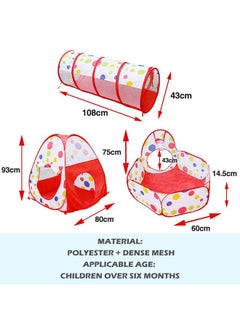 BabyGo BabyGo Portable Kids 3-in-1 Colorful Dotted Theme Tunnel Playhouse Ball Pool Ball Pit Tent Summer Indoor Outdoor Play Fun Toy (Balls not Included, Multi Color)  - Image 3