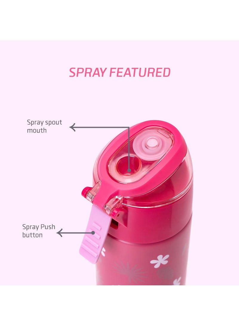 Eazy Kids زجاجة مياه معزولة مزدوجة الجدار من الفولاذ مع بخاخ باللون الوردي الاستوائي، 640 مل - Image 5