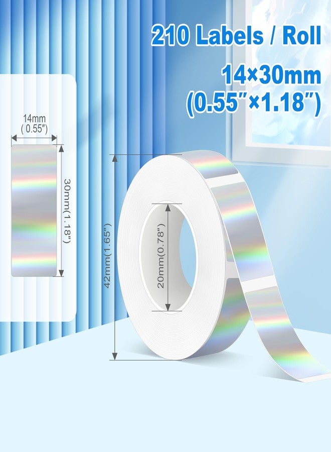 PARLAIM Label Maker Tape,Thermal Label 0.55"X1.18" (14mm X 30mm) 210 Labels/Roll,Compatible with D30 Label Printer,Self-Adhesive Label Tape for for Home Office Small Business (Holographic Silver) - Image 2